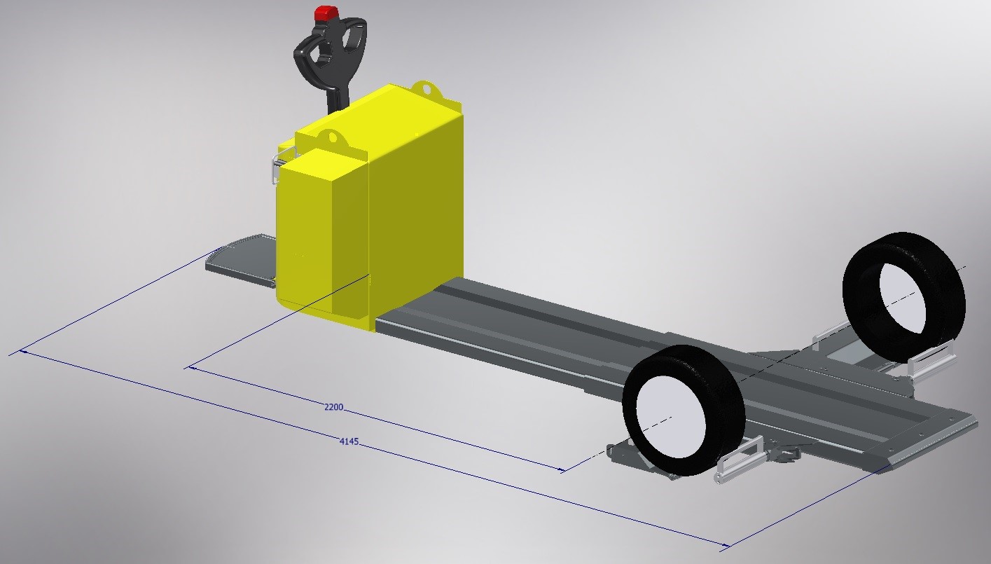 Modélisation 3D du modèle 1200 mm du chariot de manutention CARTRACT 2
